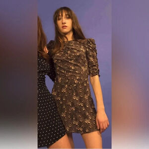 Chic Brown Patterned Mini Dress